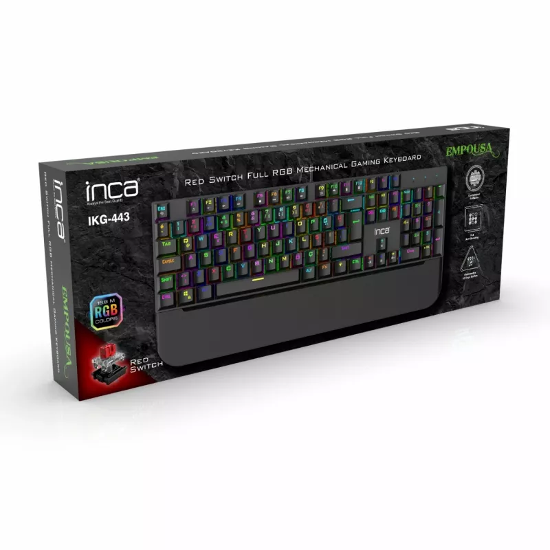 Teclado Gaming Incase IKG-443 Mecânico, RGB, layout alemão