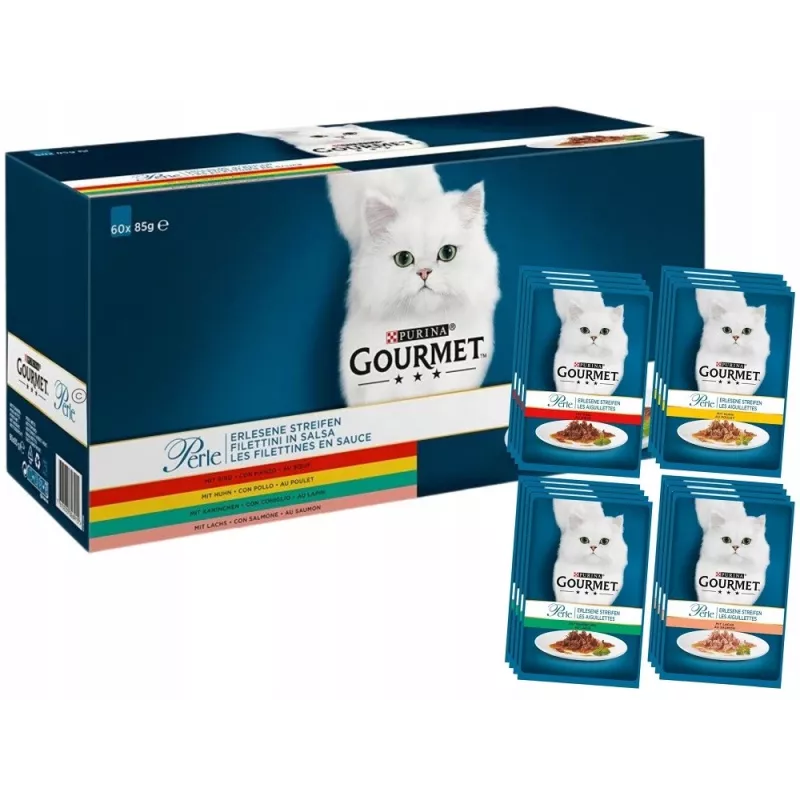 PURINA Gourmet Perle Mix - comida húmida para gatos - 60x85 g