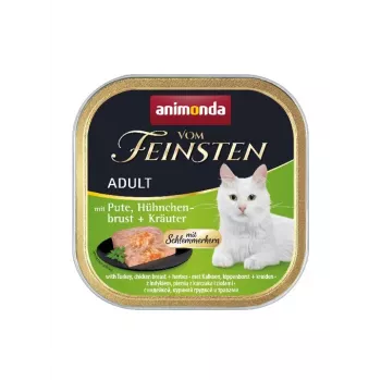 Alimento húmido para gatos animonda Vom Feinsten Gourmet Centre — Peru & Frango Ervas, 100 g cuvete, adulto