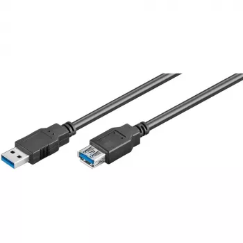 Cabo de extensão USB 3.0 SuperSpeed Goobay Wentronic, preto, 3 m – ficha USB 3.0 (Type-A) > conector fêmea USB 3.0 (Type-A) (93999)