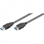 Cabo de extensão USB 3.0 SuperSpeed Goobay Wentronic, preto, 3 m – ficha USB 3.0 (Type-A) > conector fêmea USB 3.0 (Type-A) (93999)