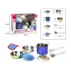 Conjunto de cozinha em metal 8 peças da Madej — utensílios e louça de cozinha de brinquedo em metal, acessórios para cozinha de brincar