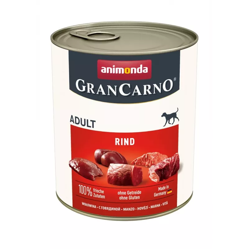 Comida húmida para cães Animonda GranCarno Original Vaca Adult — 400 g lata, sem glúten, sem açúcar, vaca