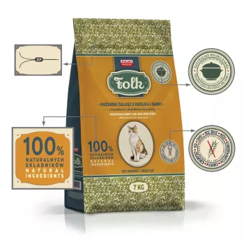 FOLK guisado masúrio de coelho e veado com beterraba e arandos - comida seca para gatos - 7 kg