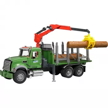Transportador de madeira BRUDER MACK Granite com 3 troncos