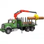 Transportador de madeira BRUDER MACK Granite com 3 troncos