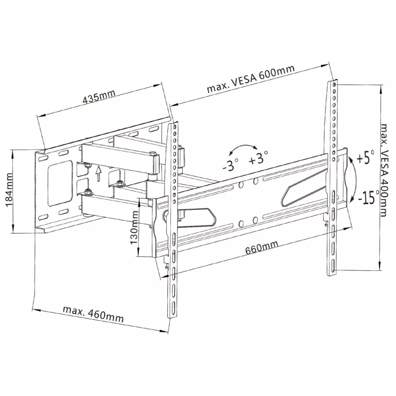 Maclean MC-723 B - suporte de parede para ecrã 37-70, 600x400 VESA, para máx. 40 kg, preto