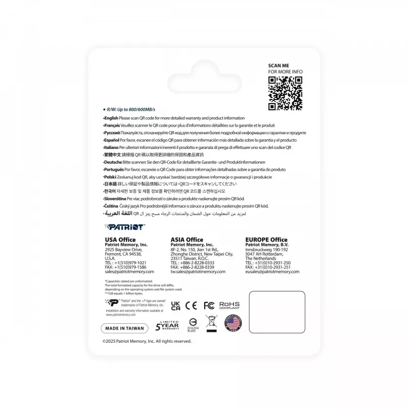 Cartão microSDXC Patriot 1 TB Express 800/600 MB/s PEF1TEPEXMCX