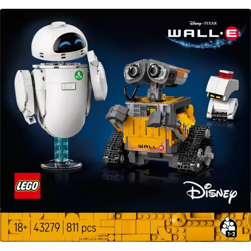LEGO Disney Pixar 43279 WALL-E e EVE conjunto de construção, 811 peças, 18+
