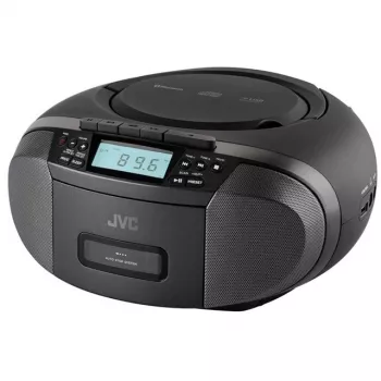 Leitor de rádio JVC RC-E444B preto com leitor de CD e sintonizador FM
