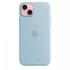 Capa de silicone Apple iPhone 15 Plus azul-claro MagSafe