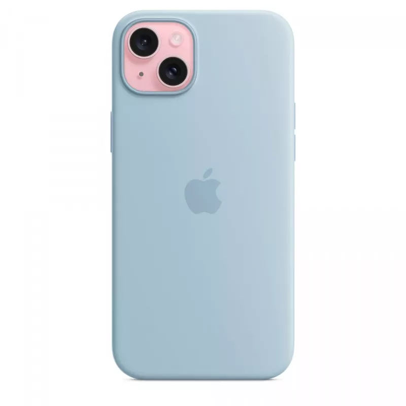 Capa de silicone Apple iPhone 15 Plus azul-claro MagSafe