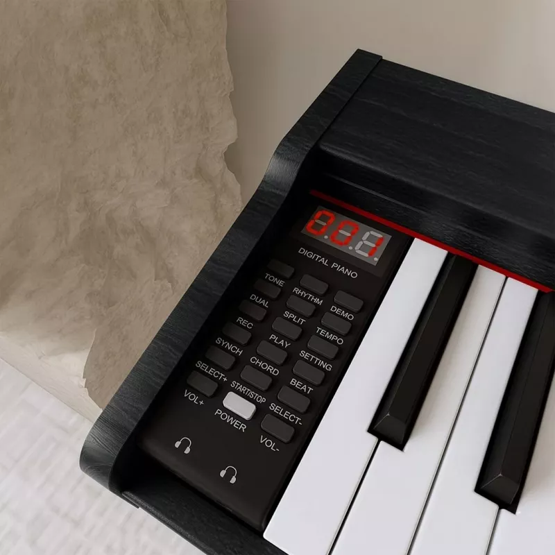 Piano digital Kruger & Matz KMDP-45P-BK — acabamento preto mate, teclas com peso