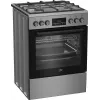 Fogão independente a gás-elétrico BEKO FBM62330GXTN 60 cm, placa a gás de 4 queimadores, forno elétrico de 72 l, classe de eficiência energética A