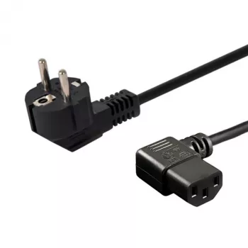 Cabo de alimentação SAVIO CL-116 — 1,8 m, preto, ficha de alimentação angular Type C para IEC C13 angular, 3 condutores 0,5 mm²