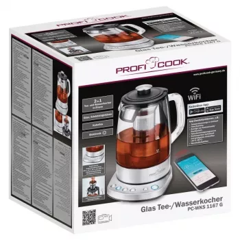 Chaleira elétrica sem fios de vidro Proficook PC-WKS 1167