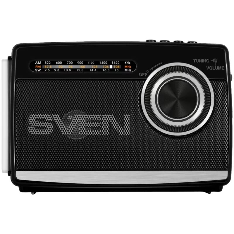 Altifalante SVEN SRP-155, preto (3W, Bluetooth, FM/AM/SW, USB, microSD, lanterna, bateria)