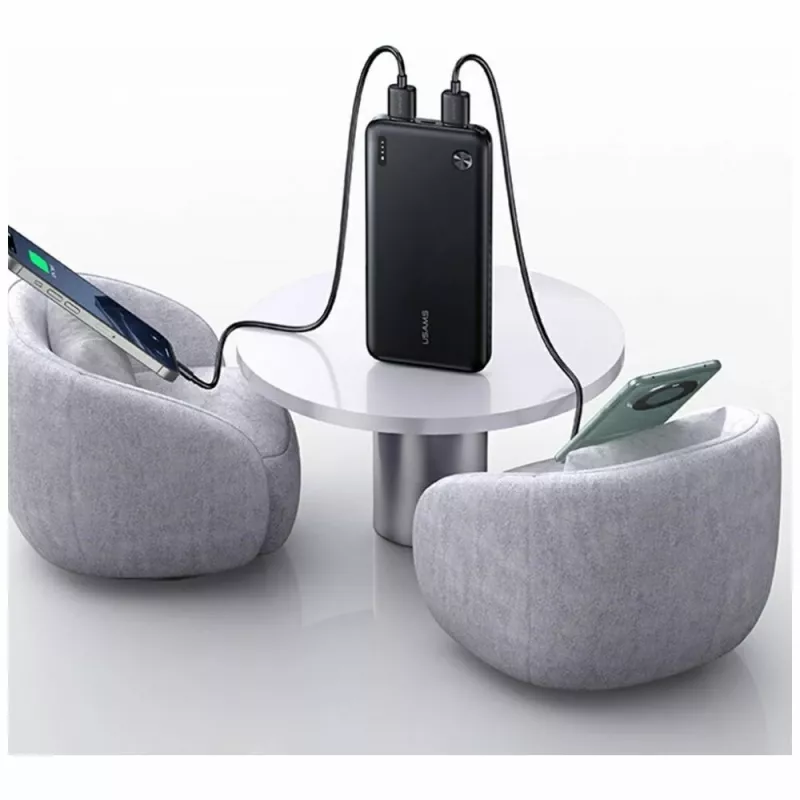 Powerbank usams PB83 10000mAh PD 2×USB-A USB-C branco