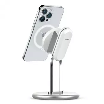 Suporte para telefone SODI SIM-300 prateado MagSafe – suporte de secretária para iPhone compatível com MagSafe