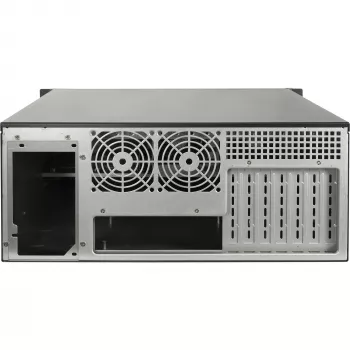 Caixa rackmount INTER-TECH IPC 4U-4508 preto — chassis 4U para servidor/PC, rackmount