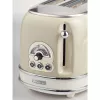 Torradeira Ariete 155 Design de 2 fatias com cestos para sanduíches, 6 níveis de tostagem, 810 W, caixa em aço inoxidável, gaveta de migalhas removível, bege pastel