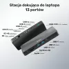 Docking station UNITEK D1079A USB4 com fios preto 100W Power Delivery