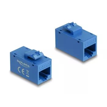 Delock 90642 módulo Keystone RJ45 fêmea para RJ45 fêmea, Cat.6A UTP, azul