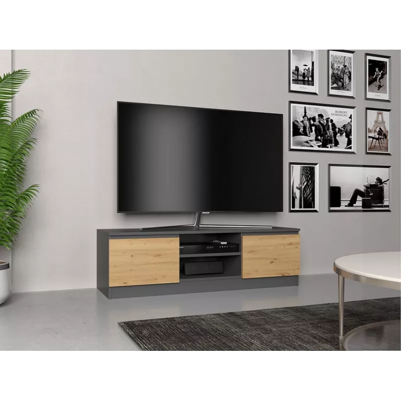 Móvel de TV Top e Shop RTV 120 ANTR/ARTIS — 1200×400×360 mm, tampo e moldura antracite, aglomerado, 2 prateleiras