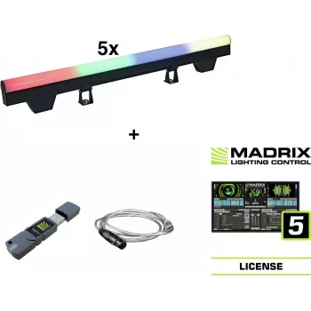 EUROLITE conjunto 5x LED PT-100/32 Pixel DMX Tube com software Madrix