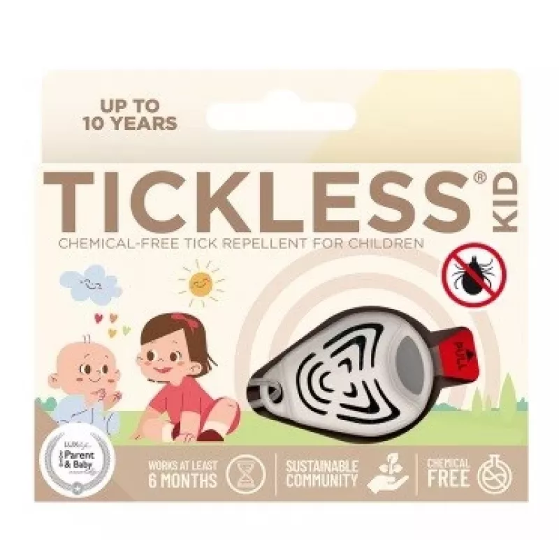 Repelente de carraças por ultrassons TICKLESS PRO-104BE para animais de estimação – portátil, a pilhas, à prova de água, alcance de 1,5 m, bege