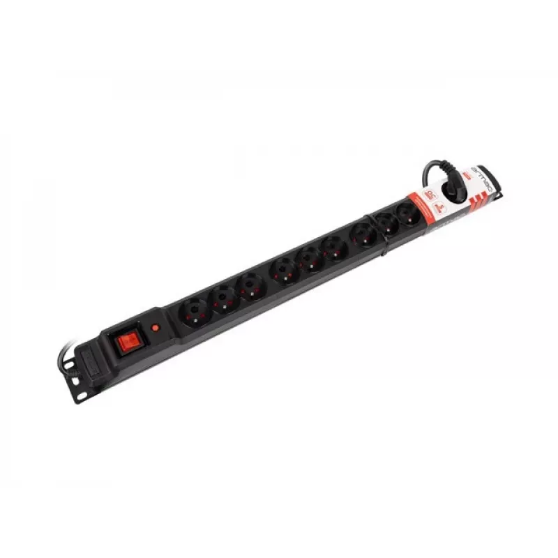 RÉGUA DE ALIMENTAÇÃO PARA RACK 19 ARMAC MULTI M12/10A 3M 12X 230V PL MONTAGEM VERTICAL preto