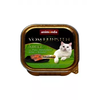 Alimento húmido para gatos animonda Vom Feinsten Gourmet Centre — Peru & Frango Ervas, 100 g cuvete, adulto