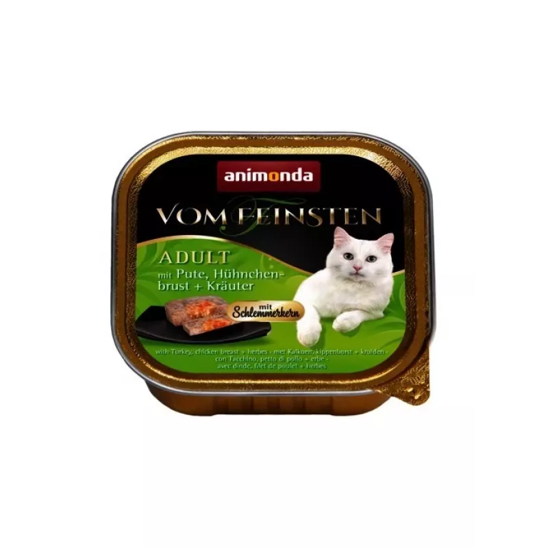 Alimento húmido para gatos animonda Vom Feinsten Gourmet Centre — Peru & Frango Ervas, 100 g cuvete, adulto