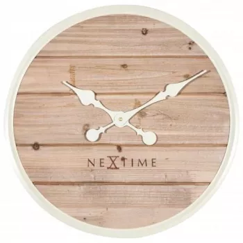 Relógio de parede NeXtime 3134wi Plank, Ø50 cm, branco