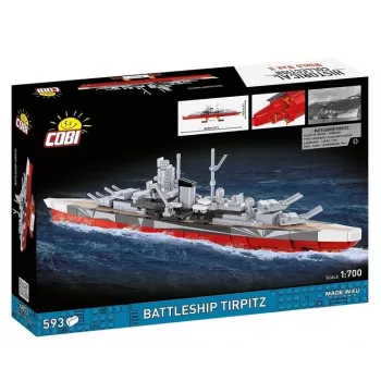 Conjunto de construção Cobi Couraçado Tirpitz modelo com 593 peças, à escala e com características de exposição