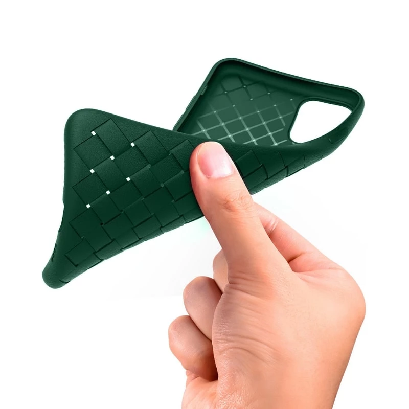 Capa protetora Devia para iPhone 11 Pro Max com padrão tecido, verde