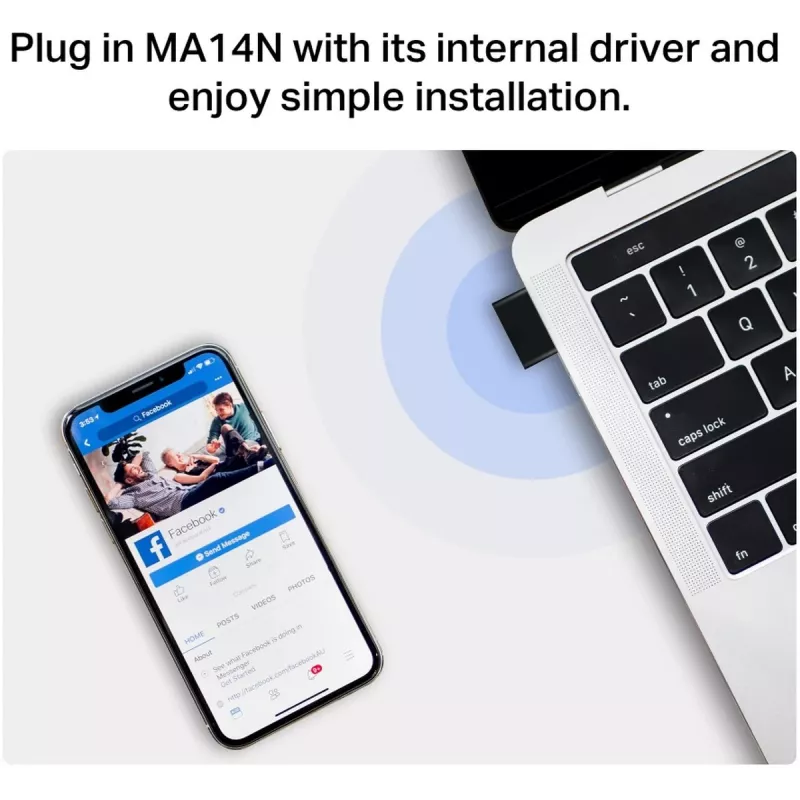 Mercusys MA14N AX3000 Nano adaptador USB Wi-Fi, até 287 Mbps