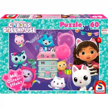 Gabby's Dollhouse: Festa de aniversário na casa de bonecas, puzzle 60 peças