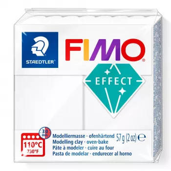 Massa de modelar FIMO effect branco translúcido 8010-014 — efeito branco translúcido, massa de polímero macia, barra de 57 g