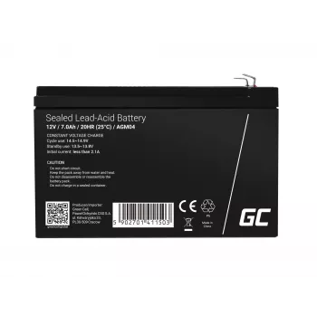 Bateria para UPS Green Cell AGM04 12V 7Ah chumbo-ácido selada (VRLA) preto, 1 unid.