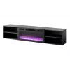 Móvel de TV Cama Meble POLO 180x33x39 cm com lareira elétrica 1400–1600 W, preto, 2 prateleiras, laminado