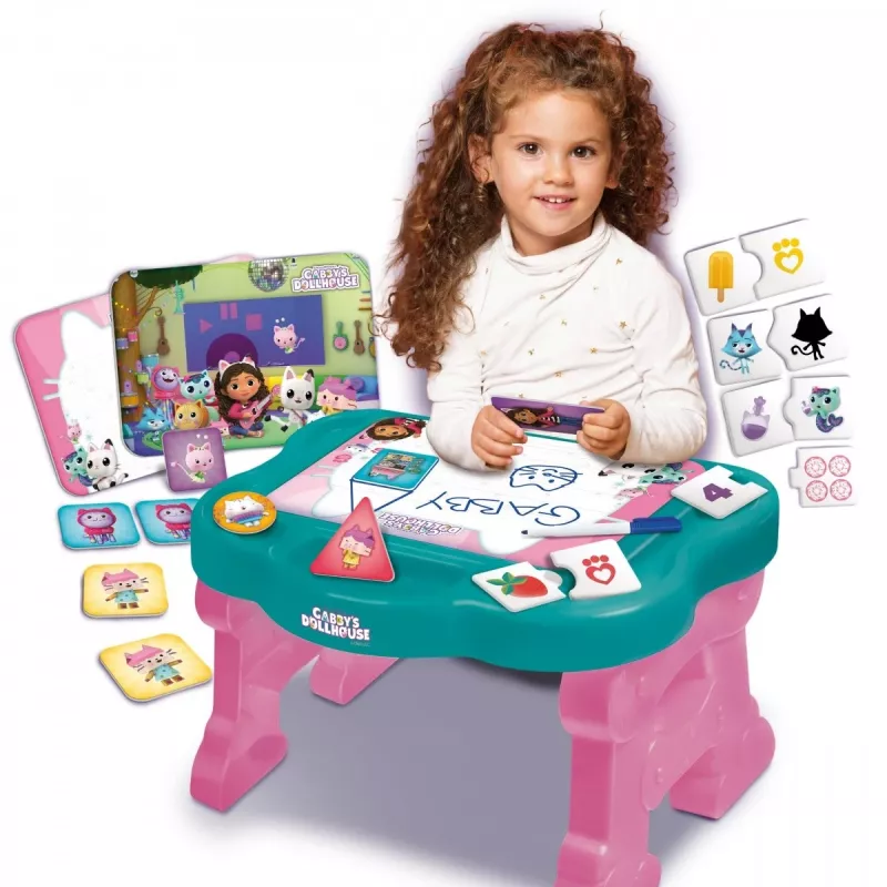 Mesa de atividades para crianças Lisciani Biurko z grami - Koci Domek Gabi, mesa de aprendizagem interativa