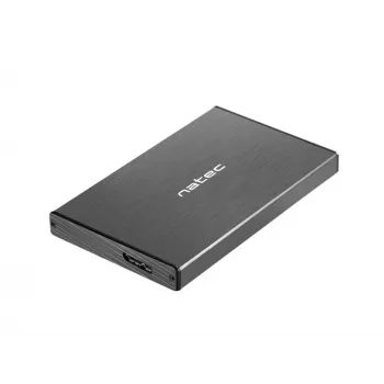 Caixa NATEC RHINO GO USB 3.0 para HDD/SSD SATA de 2,5'', preto alumínio