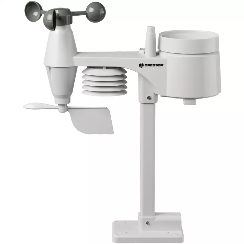 Bresser 7002580 Weather Center 5-in-1 estação meteorológica digital Wi-Fi com sensor profissional, ecrã de 5,7″, alimentação elétrica, preta