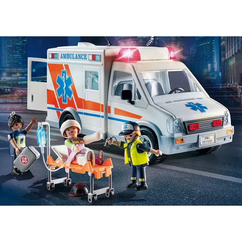 Ambulância de brincar PLAYMOBIL 71232 — multicolor, para 4–10 anos, pilha AAA