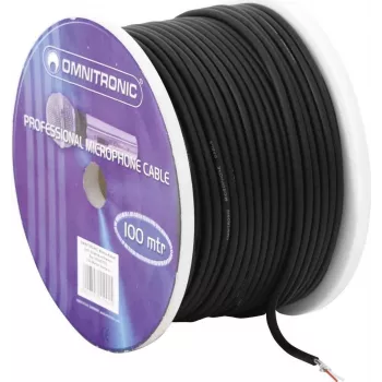 Cabo de microfone Omnitronic 2x0,22 mm² 100 m preto