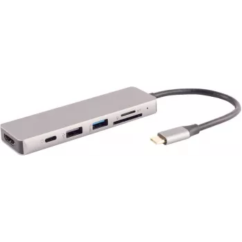 Dock para portátil S/CONN 14-05027 com fios USB 3.2 Gen 1 Type-C cinzento