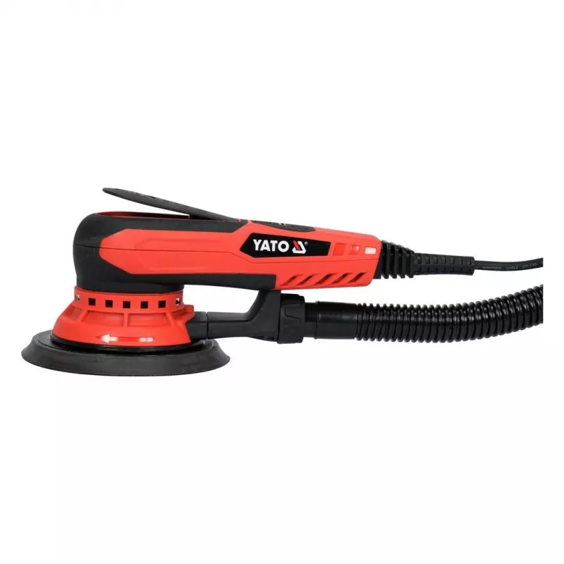 Lixadeira excêntrica YATO YT-82206 — 350 W, disco de 150 mm, excentricidade de 5 mm, 4.000–10.000 rpm, cabo de 3 m