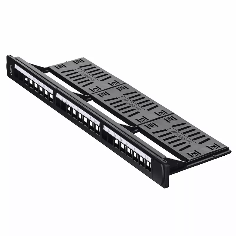 Patch panel 1U LANBERG PPKS-1124-B, 24 portas, 1U, ABS, preto, 482,6×44,5×154 mm