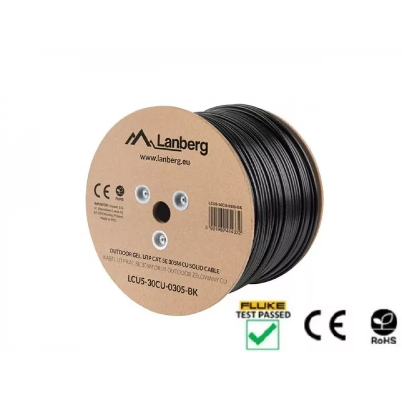 Cabo de rede Lanberg LCU5-30CU-0305-BK 305 m Cat5e U/UTP (UTP) preto (LCU5-30CU-0305-BK)
